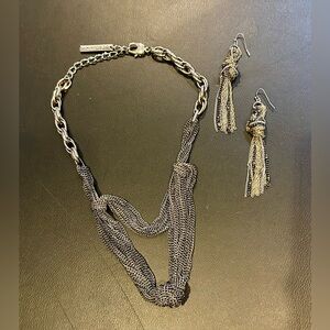 BCBGeneration Silver Multi Chain Necklace Dangle Earrings Set R $100